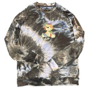 SHEIN Tie-Dye Long Sleeve Tee with Bear Graphic